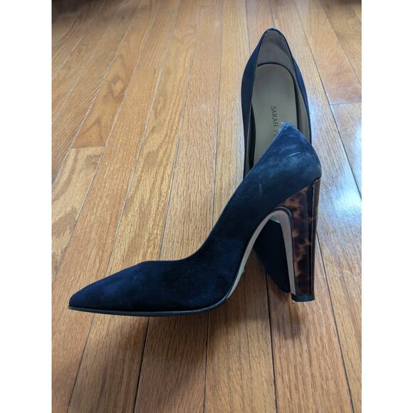 Sarah Flint Jay 100 Suede Navy Cheetah Pumps Size 38.5 IT 8-8.5 US - Picture 5 of 9
